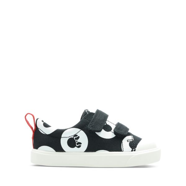 Clarks Girls City Polka Lo Toddler Canvas Black | CA-5234617